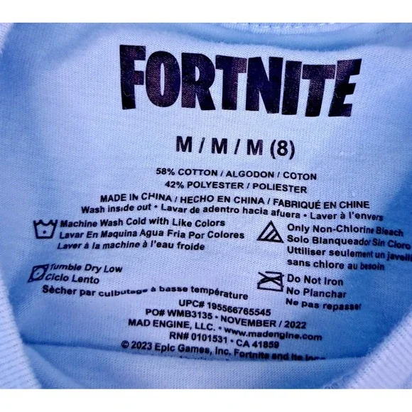 Fortnite Boys Peely Long Sleeve T-Shirt Boys Medium 8 Blue Video Game Gear - Picture 4 of 6